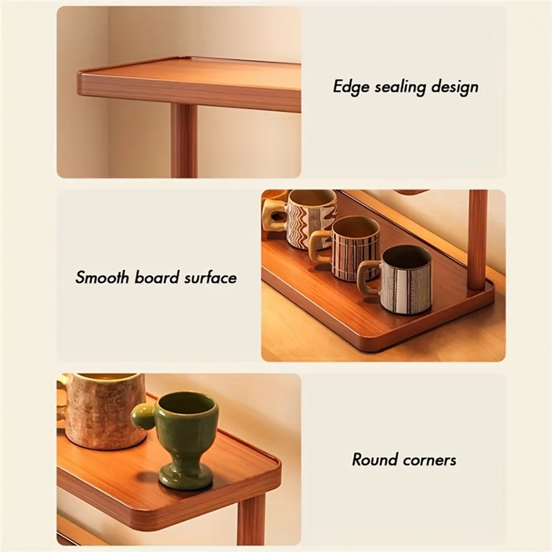 A04G-مقابض زخرفية متعددة الاستخدامات تتضمن رف تخزين خشبي من طبقتين للمطبخ وغرفة الشاي ومنظم سطح الطاولة مثالي للتوابل