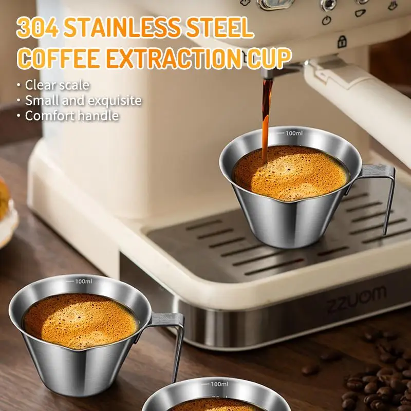 100ML Stainless Steel Coffee Extraction Cup With Scale Small Milk Spoon Making Cup Espresso Measuring Cup Kitchen Tools Cup-New