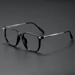 Business Style Anti Blue Light Glasses Ultra Light Retro Black Frame Men's Flat Glasses AC Anti Blue Light and Anti Fatigue