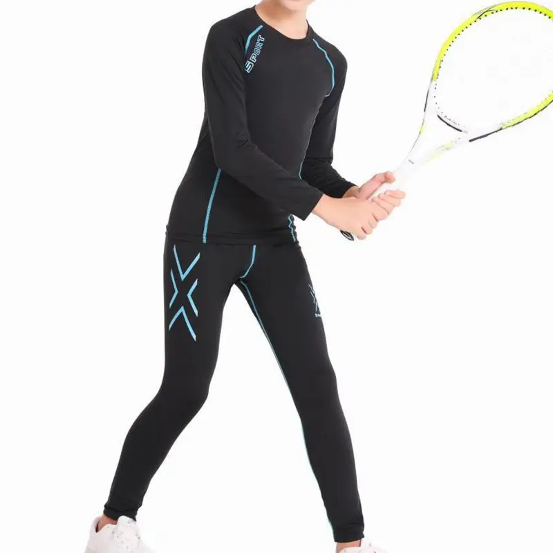 بدلة رياضية شتوية للأطفال ملابس داخلية حرارية سريعة الجفاف للأولاد ملابس رياضية مضغوطة لكرة السلة وكرة القدم #4