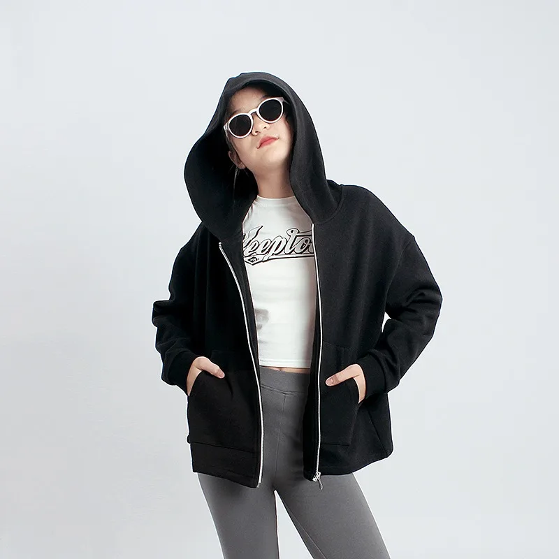 

Slim Fit Girls Hooded Jacket Zippered Lightweight Outerwear Casual Pullover Windbreaker Teens Spring Autumn Streetwear Fashi