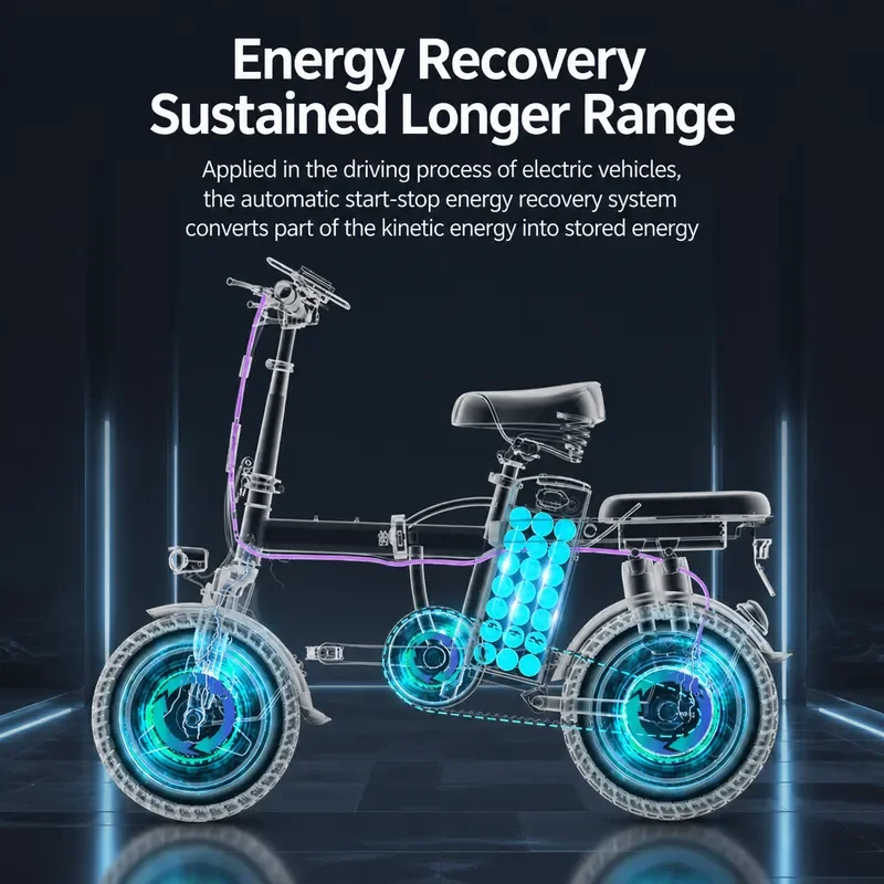 2026 New 48V Lithium Battery Folding Electric Bicycle National Standard Portable E Bike 65km Range
