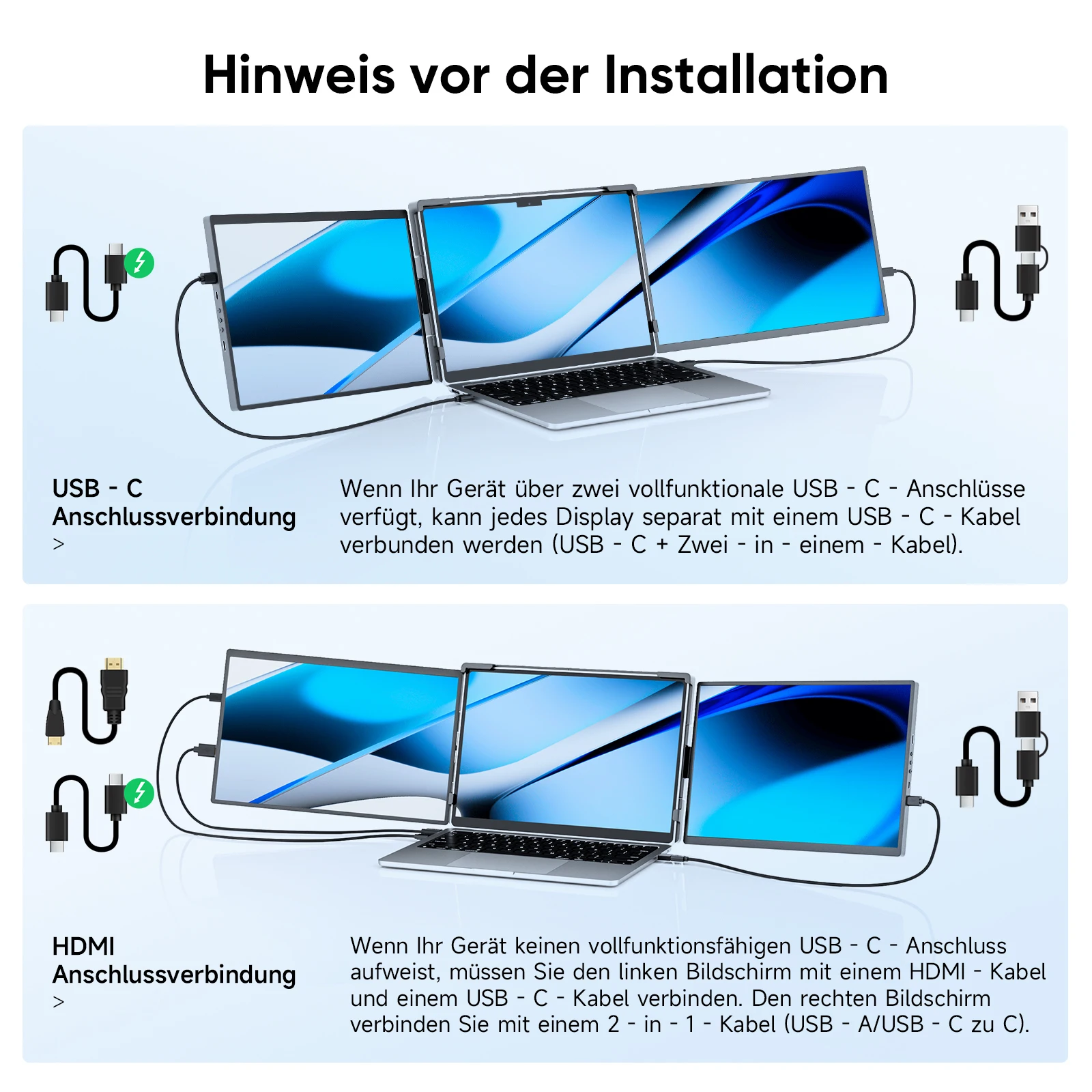 Dopesplay 14.1 بوصة أجهزة الكمبيوتر المحمولة شاشة موسع الثلاثي المزدوج 1200P IPS شاشة محمولة لنظام التشغيل Windows PC ماك بوك كروم الكمبيوتر المحمول 13.3-17.3