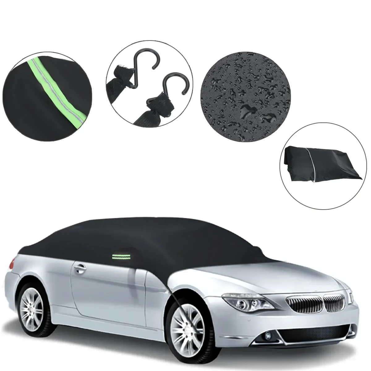 190T impermeable coche medio cuerpo cubierta parasol protector solar UV resistente a la nieve accesorios para automóviles para e