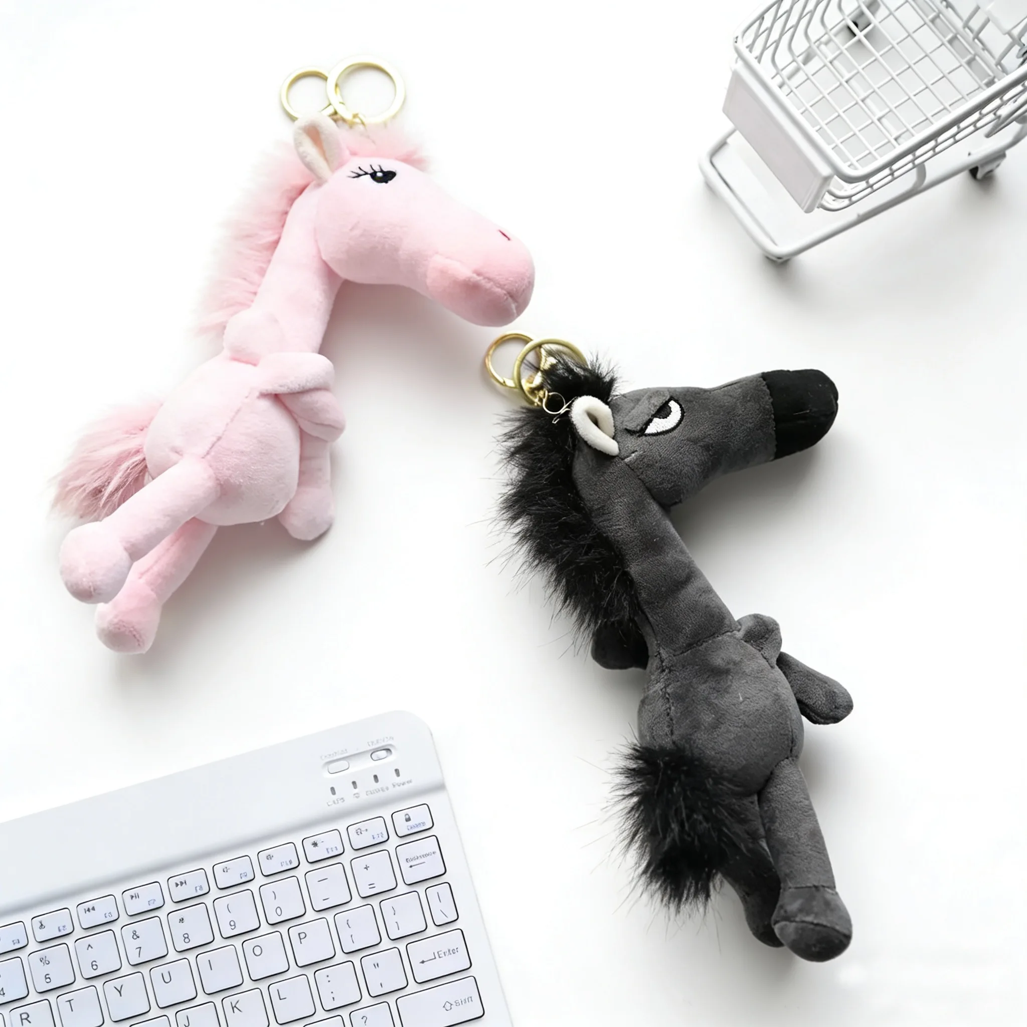 Lovely Horse Plush Plush Toy Cute Cartoon Keychain Kawaii Backpack Purse Bag Handbag Stuffed Pendant Gift
