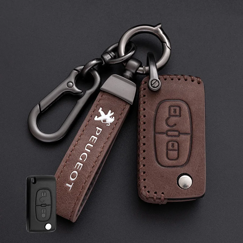 PU Leather Car Styling Key Case Cover Shell Holder Protection Accessories For Peugeot 107 207 307 307S 308 407 607 807 3008 5008