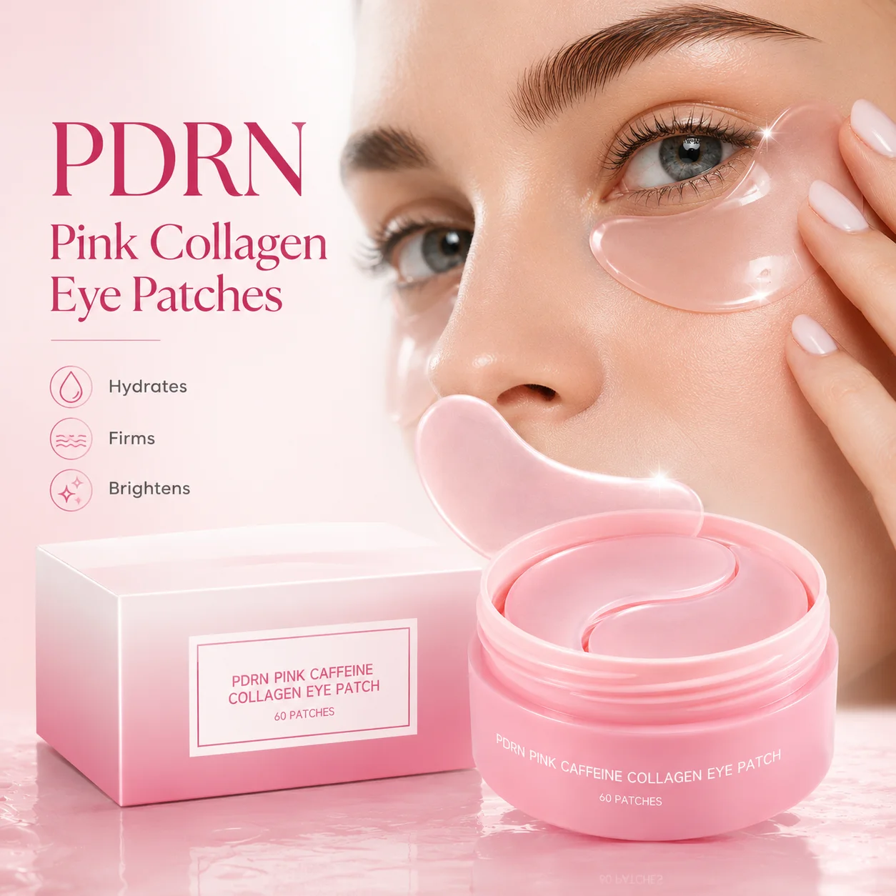 PDRN Pink Collagen Eye Mask With Niacinamide Revitalize Brighten Reduce Dark Circles Puffiness Restore Youthful Looking Eye Skin