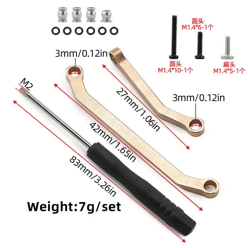 

Brass Steering Rod Kit for Axial 1/30 SCX30 Ford Wrangler K10 RC Car Metal Upgrade OP Accessories Parts