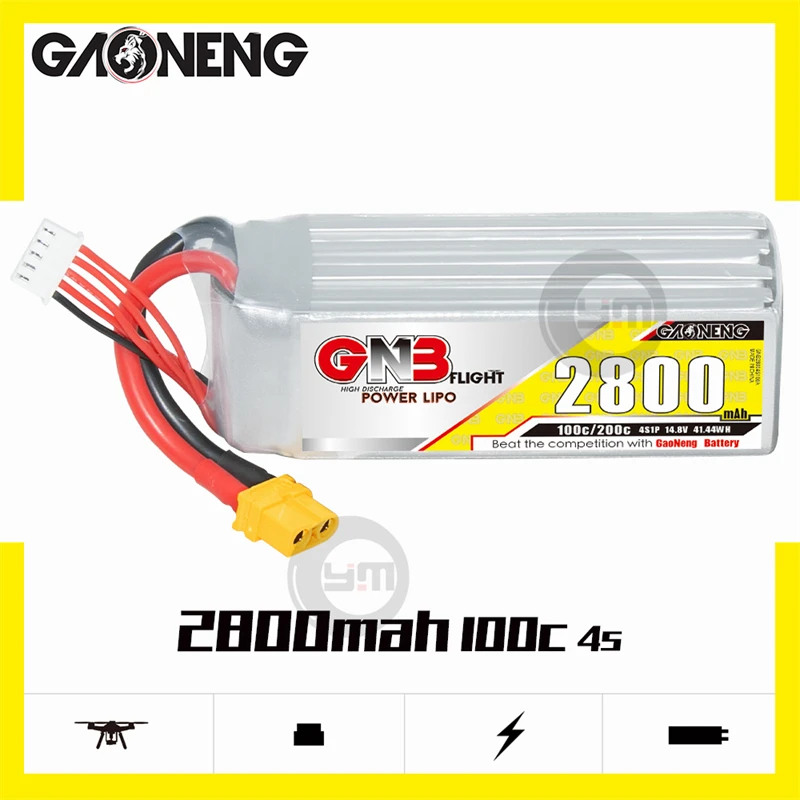 Gaoneng Gnb 2800Mah 2S/3S/4S/5S/6S 7.4V/11.1V/14.8V/18.5V/22.2V 100c Lipo Batterij Met Xt60 Plug Voor Fpv race Drone Vaste Vleugel