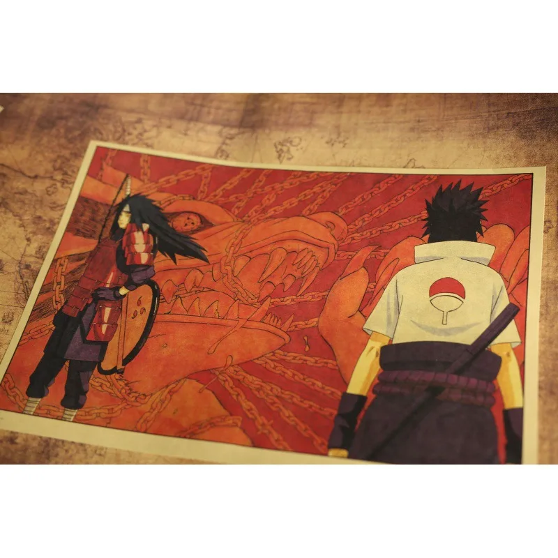 Anime Figure Naruto Kraft Poster Retro Dormitory Restaurant Door Decoration Painting Bedroom Collection Poster Stickers Gift