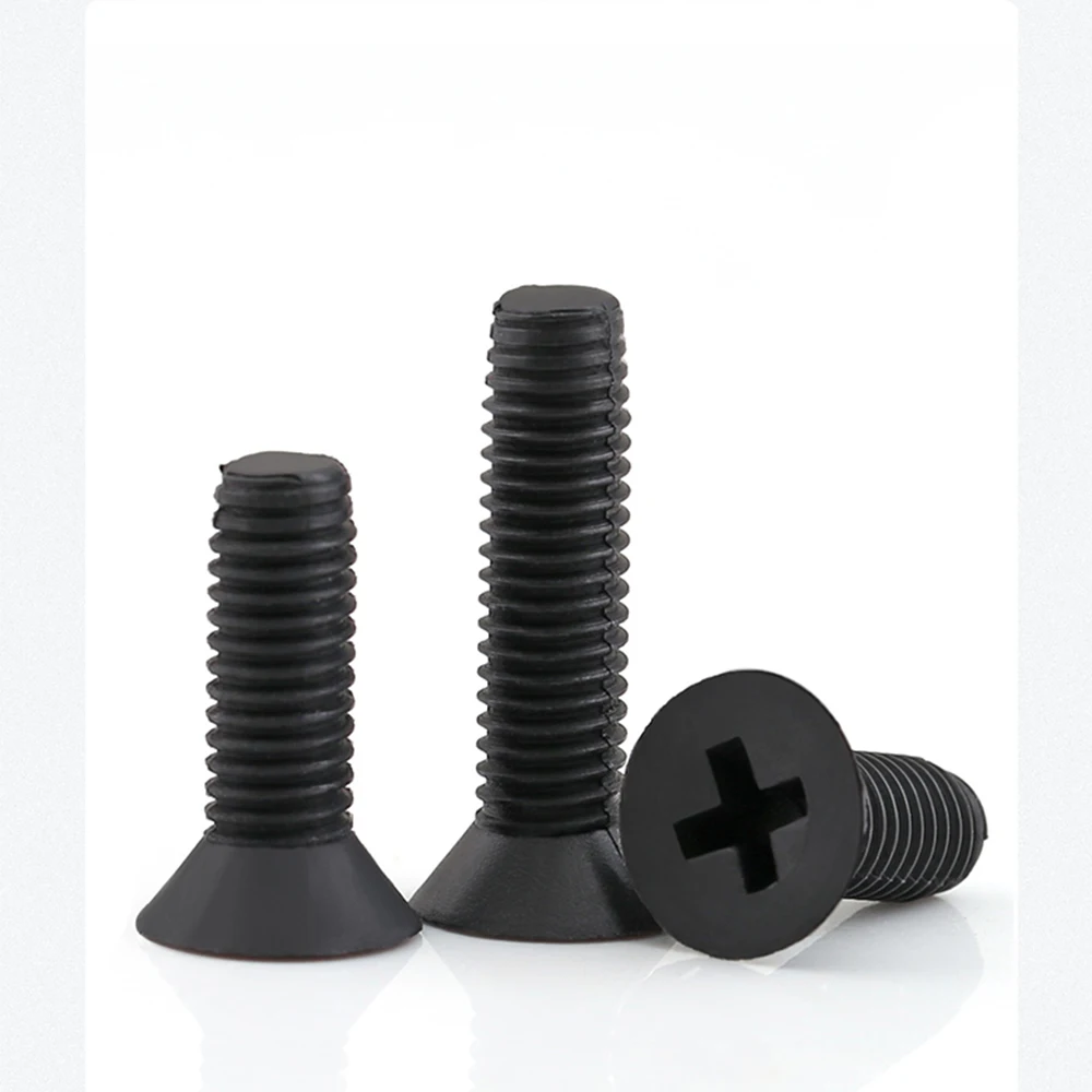 30–100 Stück Nylon Phillips Senkkopf M2,5 M3 M4 M5 M6 M8 Schwarz/Weiß Flachkopfschraube Isolierung Kunststoff PA66 Schraubenlänge 6–40 mm