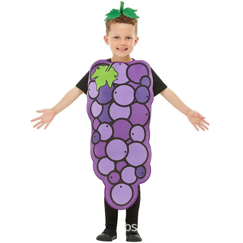 Funny Fruit Costume Vegetable Outfit for Kids Grape Carrot Pepper Watermelon Tomato Apple Banana Potato Head Jumpsuit Cosplay view 5