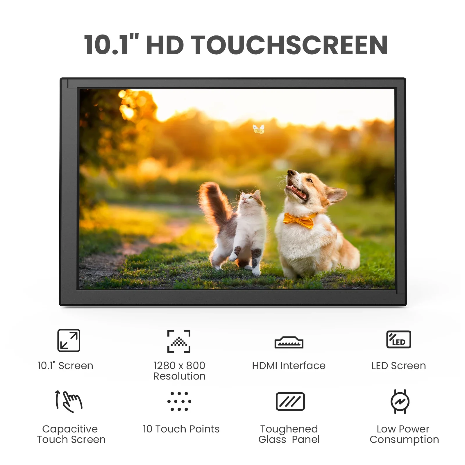 HDR 1280x800 IPS Capacitive Touch Screen 10.1 Inch Portable HDMI Monitor for Raspberry Pi 4B/3B+/3A+/2B Banana Pi Win7/8/10/11