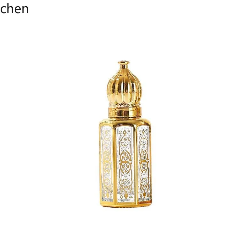 YFY  gold foil octagonal essential oil roller bottle, middle eastern perfume sample bottle,  eye massage roller bottle