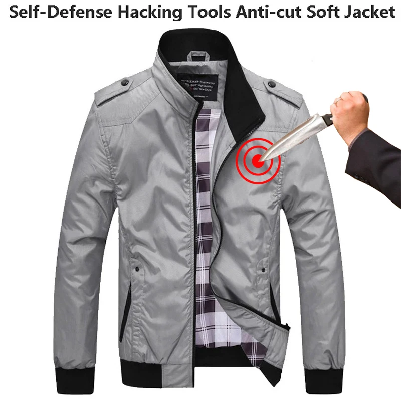 Self-defense Cut Resistant Jacket Policia Tactico Men Plus Size Long-sleeved-Jacket Stab Invisible Flexible Security Clothing