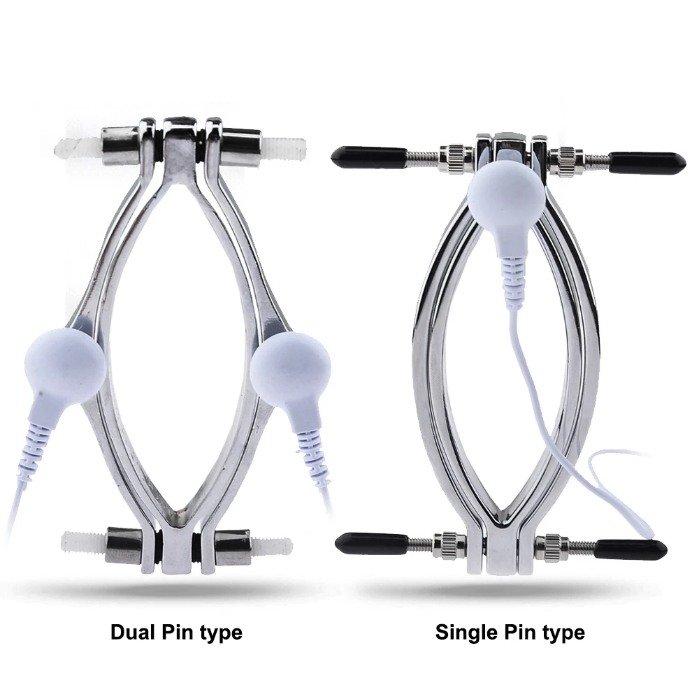 Electric Shock Accessory Stainless Steel Labia Clamp Vaginal Speculum Cable Female Electric Pulse Masturbator Parts Adult Sex