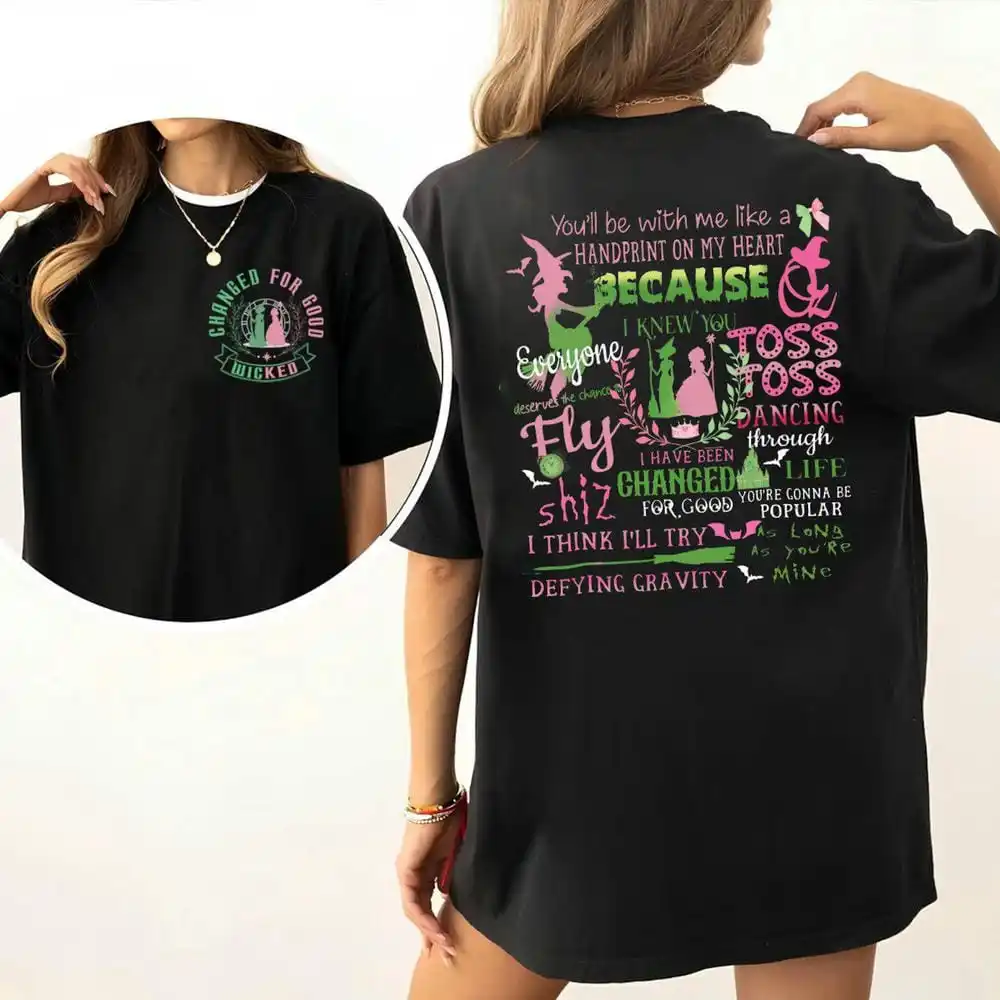 قمصان مريحة شريرة للنساء ريترو تتحدى الجاذبية المكنسة عصا سحرية تي شيرت معالج الفيلم مروحة هدية لها Y2K ملابس الشارع الشهير
