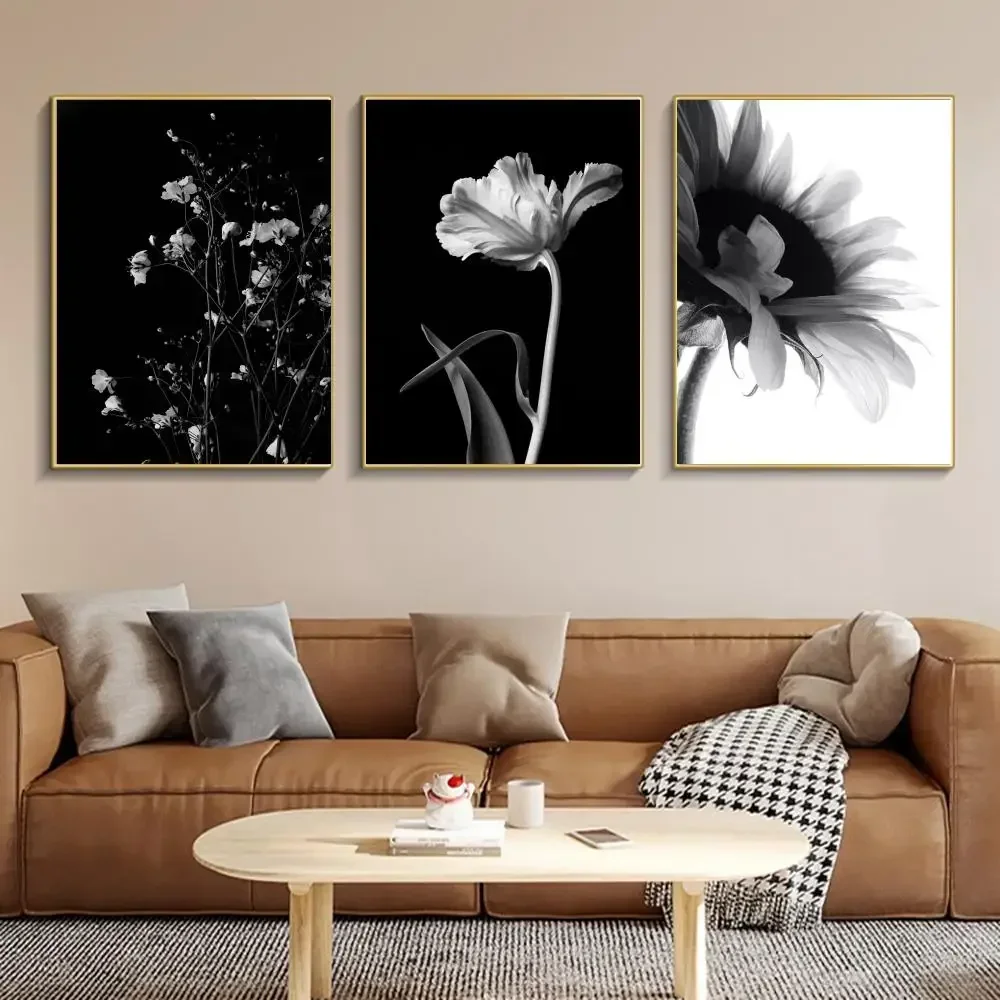 Black and White Art Plant Flower Poster Canvas Painting High Quality Painting Home Living Room Bar Wall Decoration