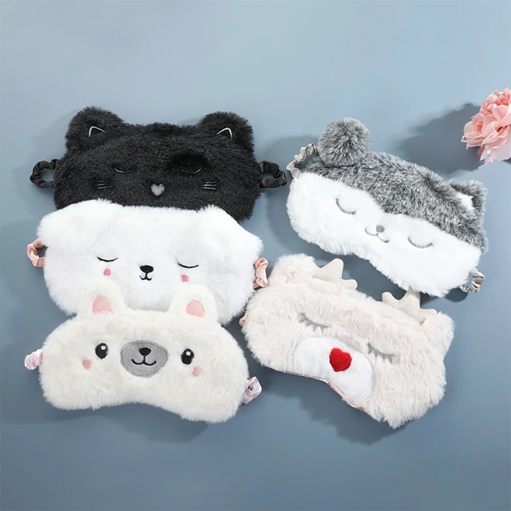 Cute Plush Fashion Animal Sleep eye mask Travel Nap Light proof Eye Cover for Children Aldult to Night Rest Soft and Comfortable