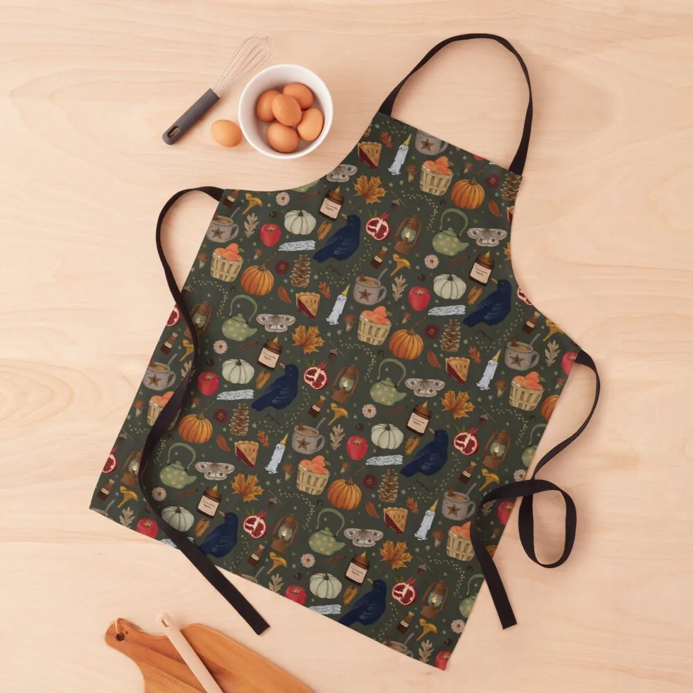 

Mabon (Fall Equinox) Pattern- Forest Green Apron waterproof apron for woman waterproof aprons woman