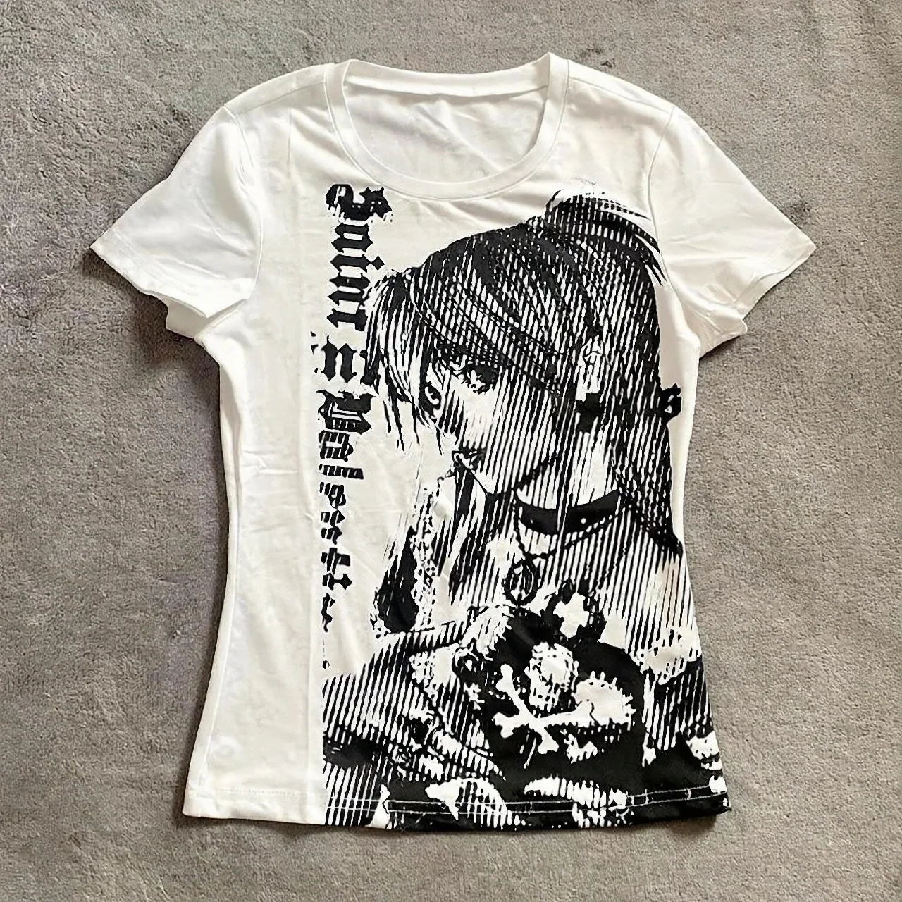 2026 Y2k Anime Streetwear O-Ausschnitt 90er Jahre Textdruck Tops Damen Harajuku Kleidung Einfaches Vintage Crop Tee Ästhetisches Lässiges T-Shirt – Detail 7