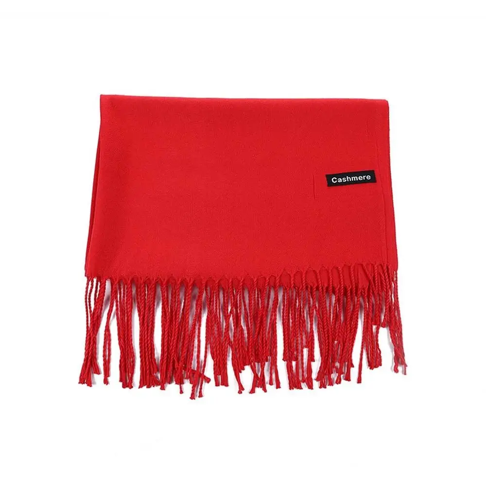 

Simple Tassel Scarf Wool Scarves Soft Winter Neck Scarves Head Scarf Neck Wrap Pure Color Shawl Outdoor