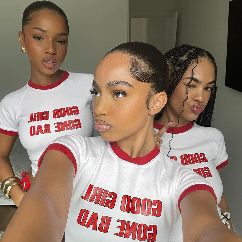 Sexy Letter T Shirts Fashion Cropped Top Printed Sweatshirts Streetswear 2025 Summer Clothes Women Y2K Graphic Tank Tops Tees