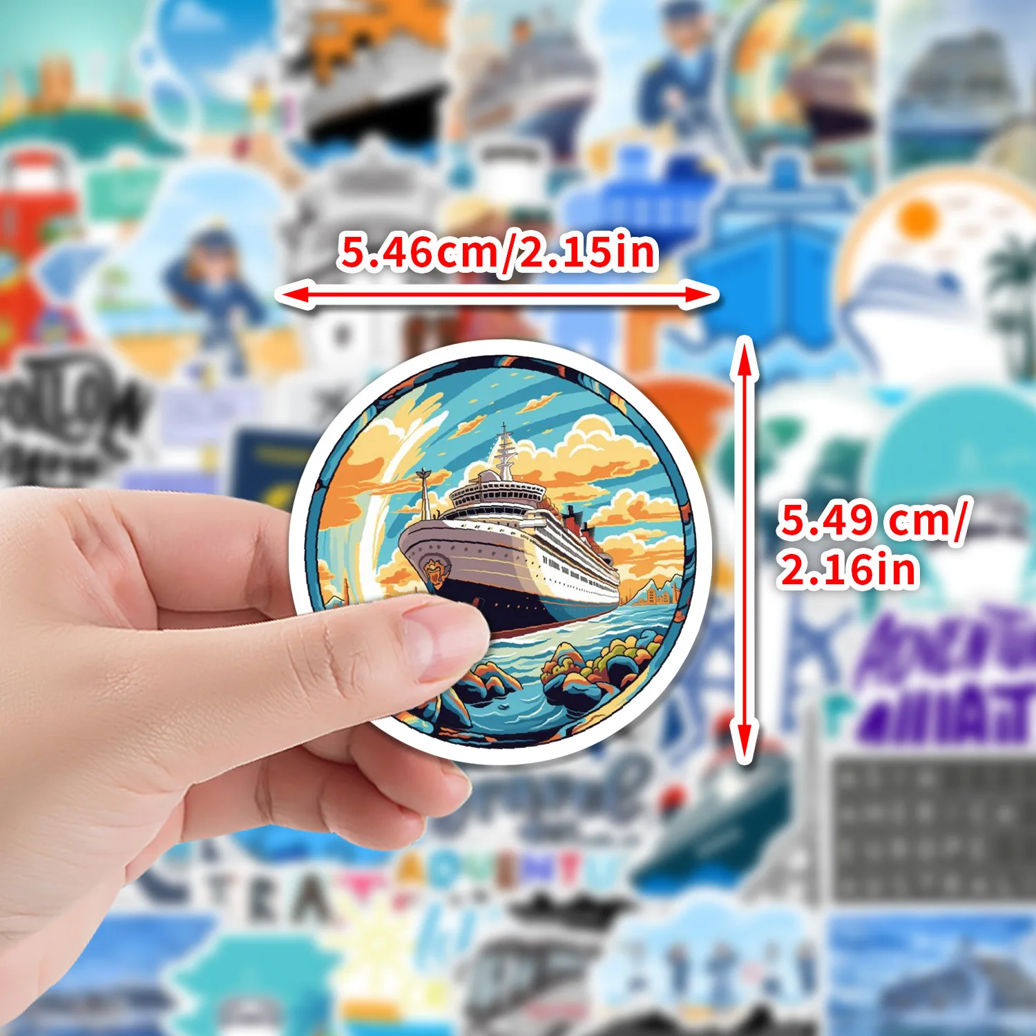 

50PCS Cartoon Cruise Ship Vacation Travel Graffiti Sticker Creative Decorative Water Cup Mobile Phone Waterproof Toys Gifts