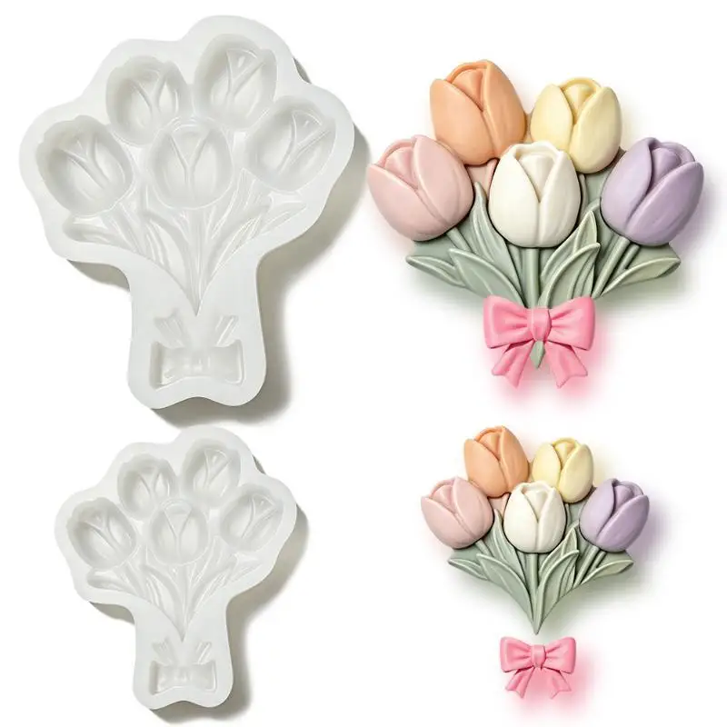 Flower Tulip Silicone Sugarcraft Mold Resin Tools Chocolate Cupcake Baking Fondant Cake Decorating Tools