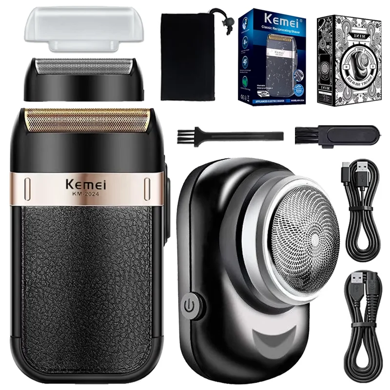 

Оригинальная перезаряжаемая бритва Kemei для мужчин, водостойкая электробритва, машина для бороды, электрическая бритва для лысины с дополнительной сеткой
