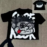 Vintage Big Face Graphic Print Cotton T-Shirt Men Y2K Summer Short Sleeves Vintage Oversize Tshirt Streetwear Women Top Tees