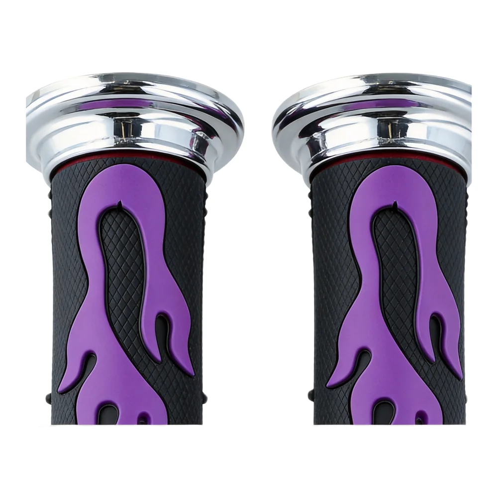7/8 inch 22mm Throttle Grips for Motorcycle Handlebars Flame Skull Motif Soft Rubber Material for All Terrain Compatibility