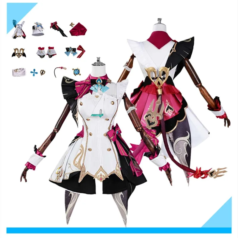 

Genshin Impact Fantasia Escoffier Косплей Костюм для взрослых женщин платье повязка на голову хвост наряды Хэллоуин карнавальный маскировочный костюм для вечеринки