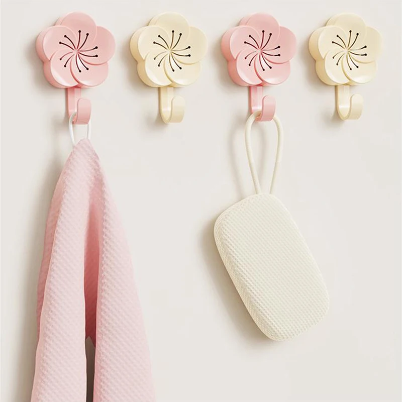 1Pc Self-adhesive Sakura Aromatherapy Hook No Punch Cherry Blossom Smell Hooks Bathroom Kitchen Wall Hook Strong Stickers