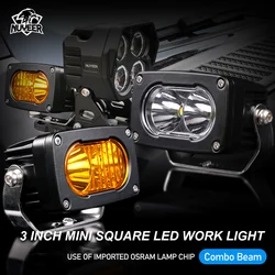 3 Inch 25W Combo Beam Motorcycle Driving Lights Auto Led Work Light Bar Square For 4x4 Offroad Tractor Truck Pickup Car Fog Lamp