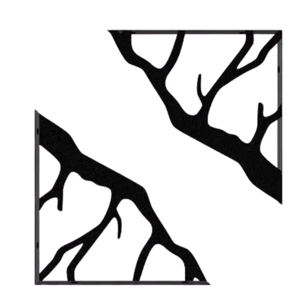 2Pcs Tree Shaped Metal Shelf Brackets Heavy-Duty Cast Iron L-Shaped Brackets Triangular Thickened Decorative Shelf Bracket
