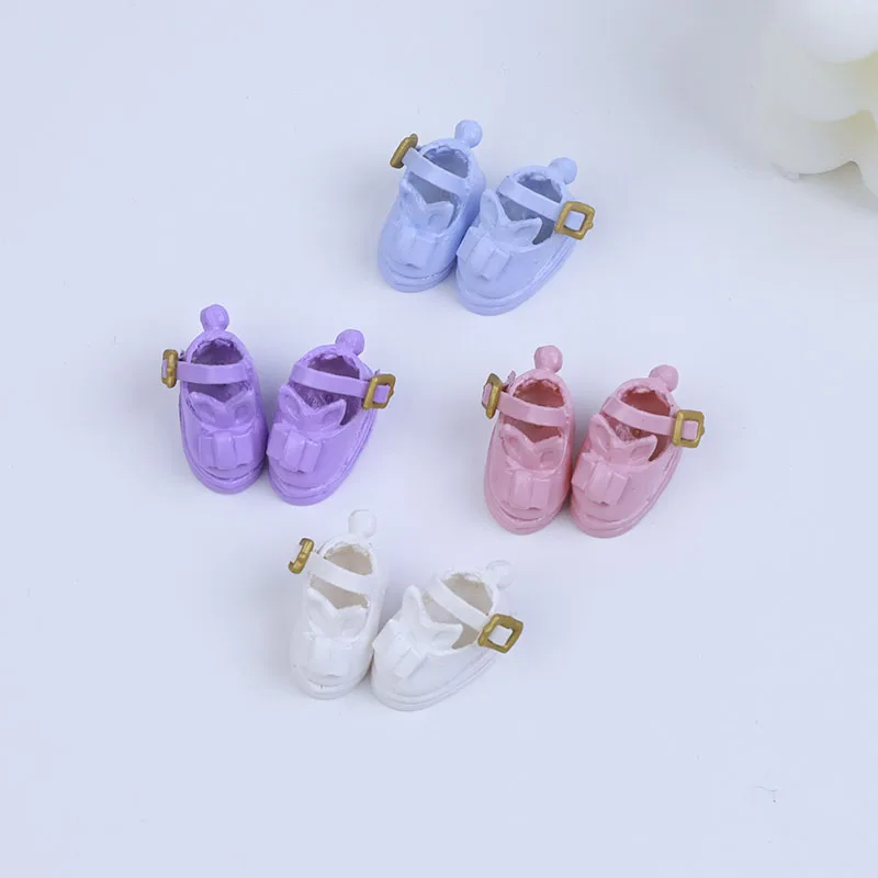 4 Colors Doll Shoes Cute Bow Rabbit Ear Design Buckle Decor PU Leather Shoes For 1/12 BJD Joint Doll  Dress Up  Accessories