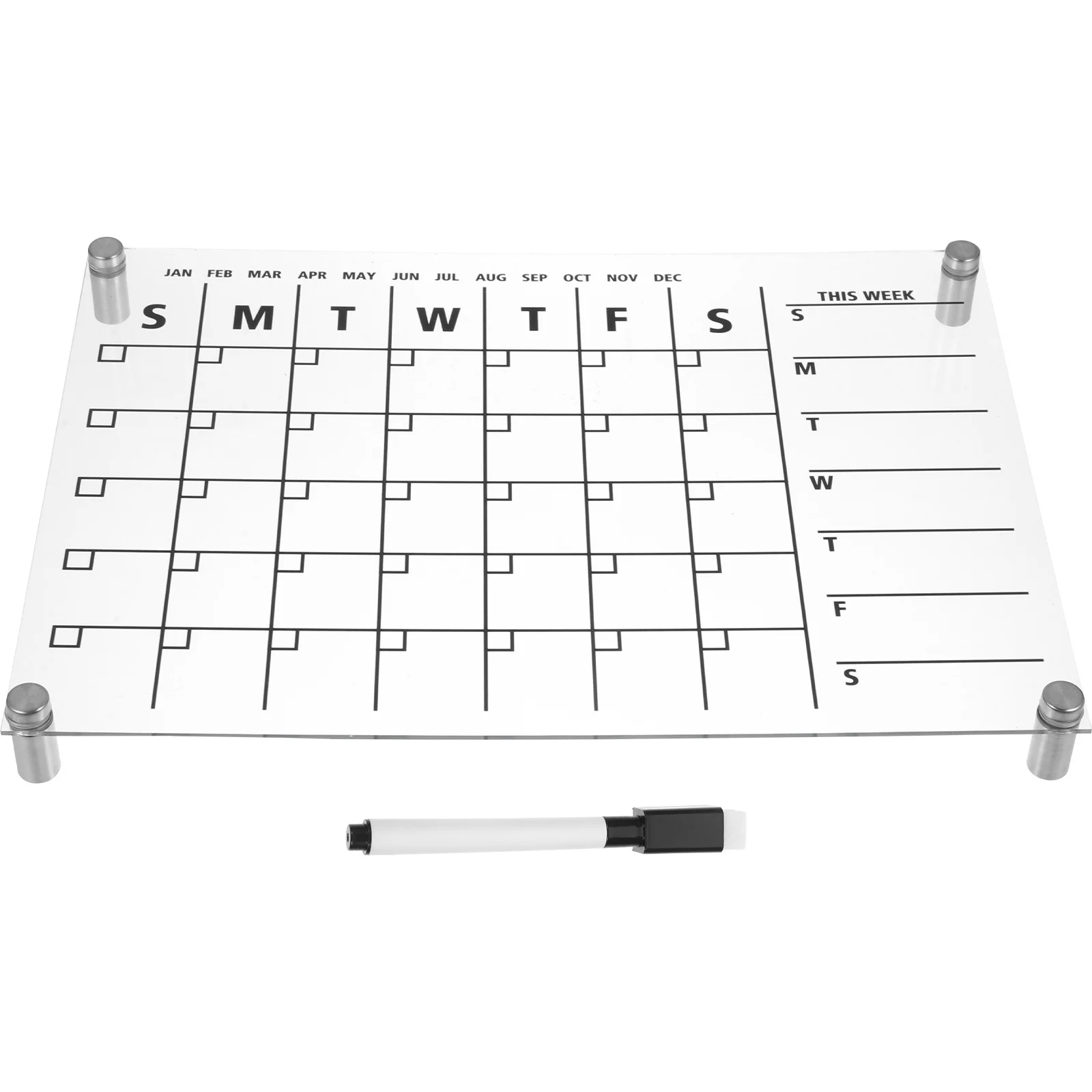 1 Set Acrylic Dry Erase Board Clear Whiteboard For Fridge Desk Wall Home Office Weekly Planning Message Board Organizer Calendar