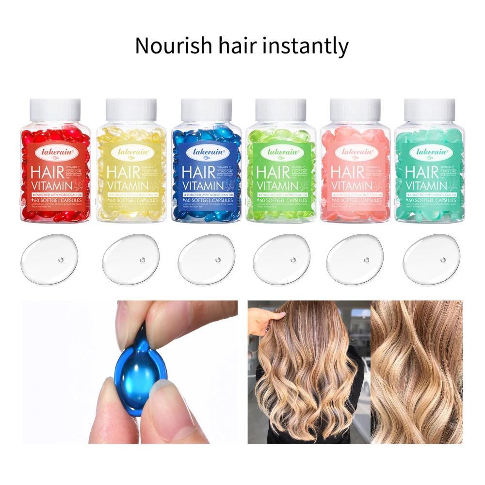 

60 Count 0.5ml Hair Oil Capsules No-Rinse Formula for Smoothness Reduces Frizz Vitamin Infused Hair Care Enhances Shine