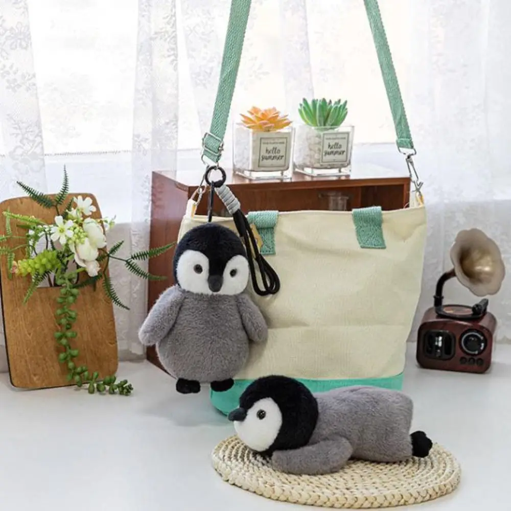 Simpatico pinguino portachiavi in peluche farcito simulazione pinguino farcito ciondolo animale cartone animato pinguino morbido cuscino accessorio appeso