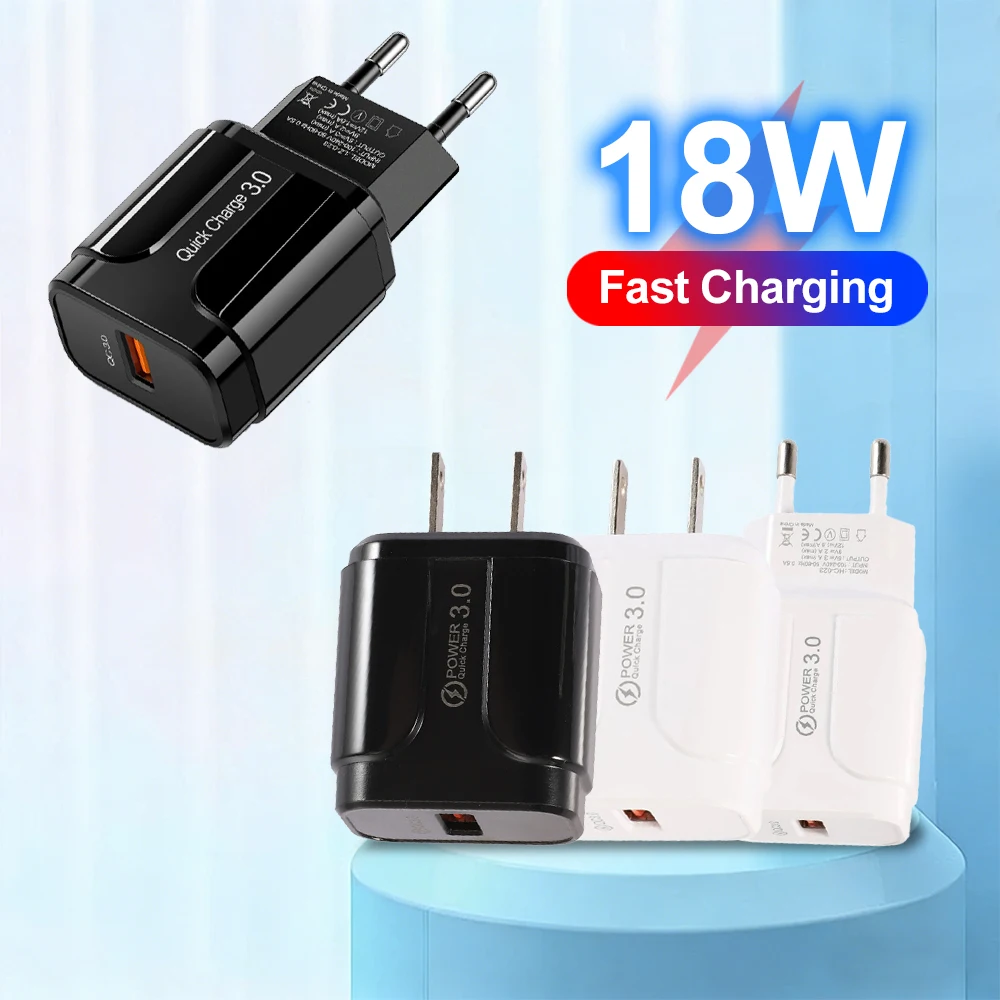 3A Schnellladegerät USB-Ladegerät Quick Charge 3.0 Handy-Ladegerät für iPhone für Huawei Samsung Xiaomi Redmi EU US Stecker