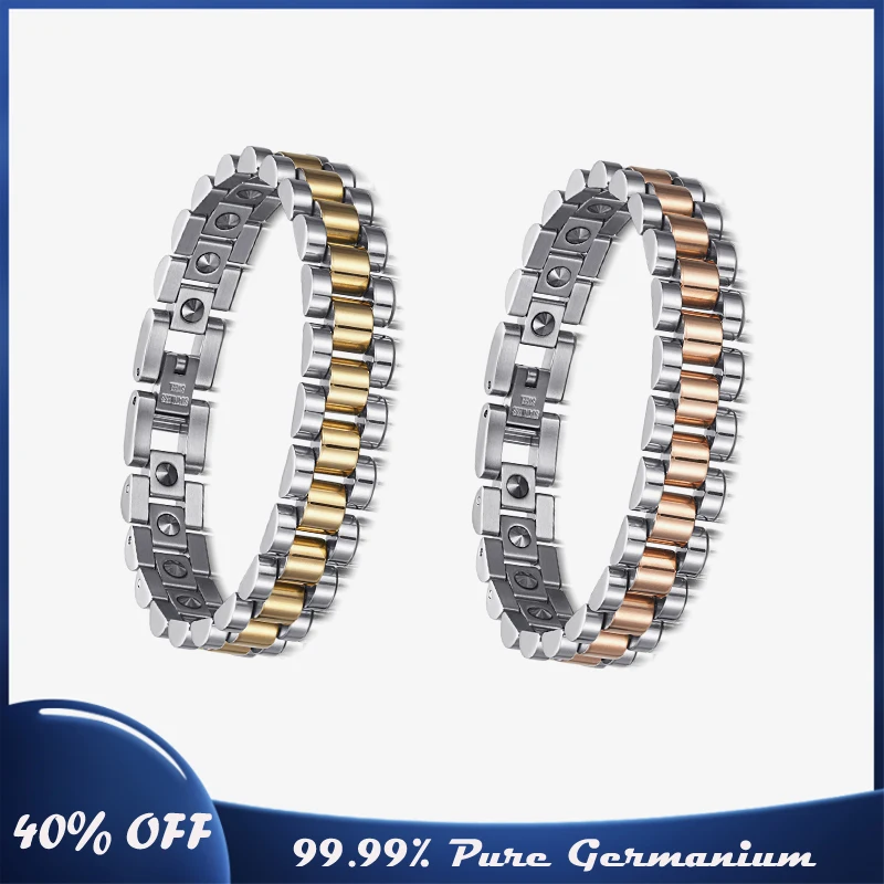 RainSo 99.99% Pure Germanium Bracelet For Women&Men Korea Popular Stainless Steel Healing Magnetic Couple Bracelet Gifts