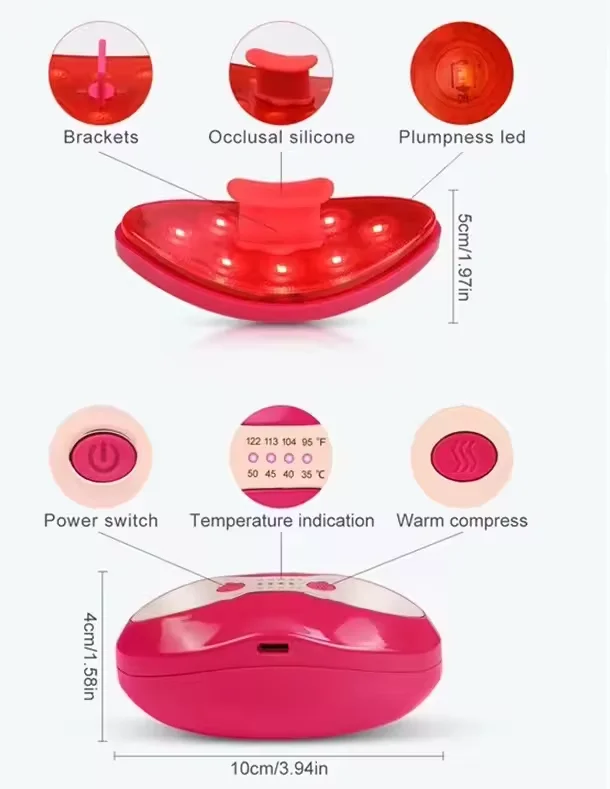 المكتبة الذكية 2024 فينيتك الرائجة إزالة تجاعيد الشفاه والتدفئة الممتلئة العناية بالشفاه جهاز الجمال Led قناع الشفاه #3