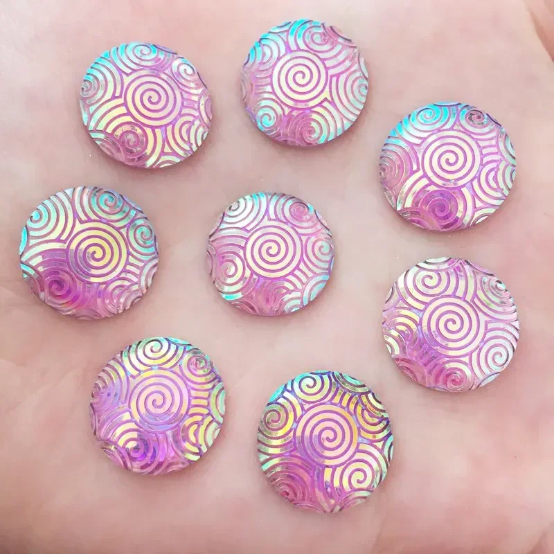 40PCS Mixed AB Resin 16mm Round Figures Flat back Rhinestone DIY Wedding Applique Decor Fashion Earrings Accessories Crafts SK43