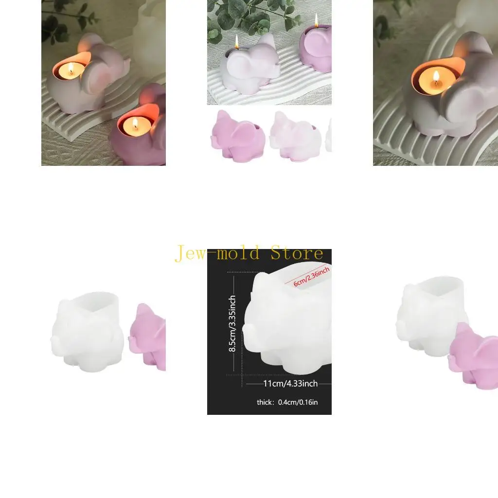 

C71B Silicone Crafting Mold Cuteness Elephant Holders Moulds for Candle