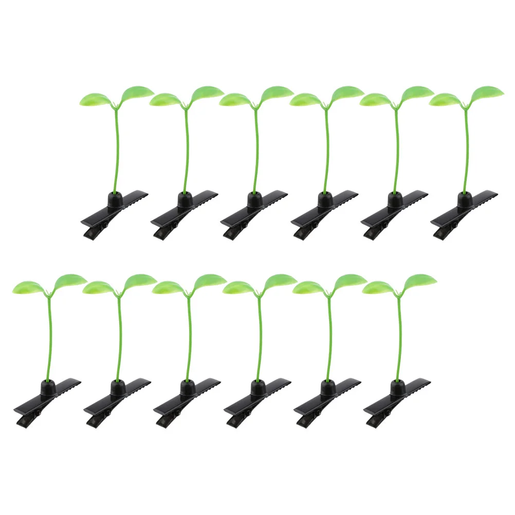 12 Pcs Hair Clips Bean Sprouts Hairpin Girls Barrettes Cartoon Small Accessories Light Green Hairpins For Plant Simulated Child