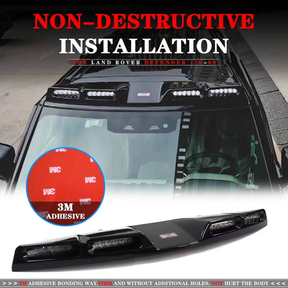 High Quality ABS Front Bodykit Carbon Roof Light Hood Bumper Top Protection Car Accessories For Land Rover Defender 2020 2026