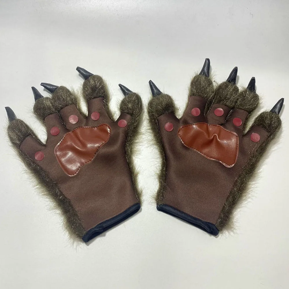 

Animal Wolf Claw Plush Gloves Cosplay Beast Werewolf Hairy Hands Halloween Carnival Dress Up Party Costume Props Gifts