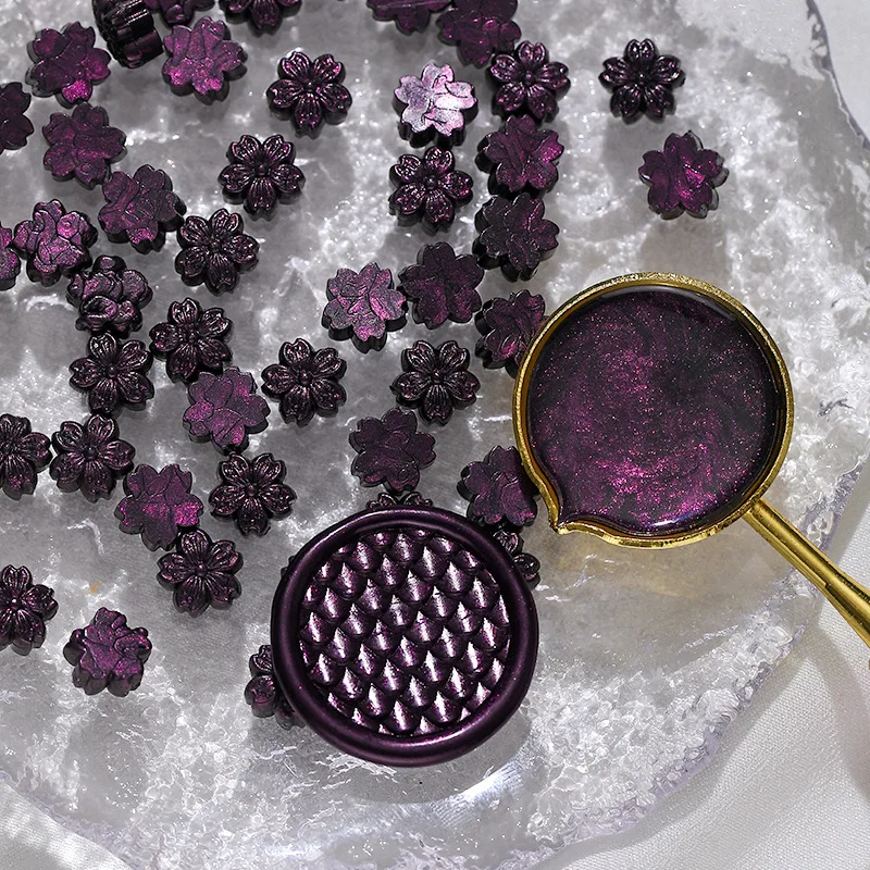 100pcs Cherry Blossom Sealing Wax Beads Colored Wax Seal Particle for DIY Wedding Invitation Decoration Envelope Gift Cards