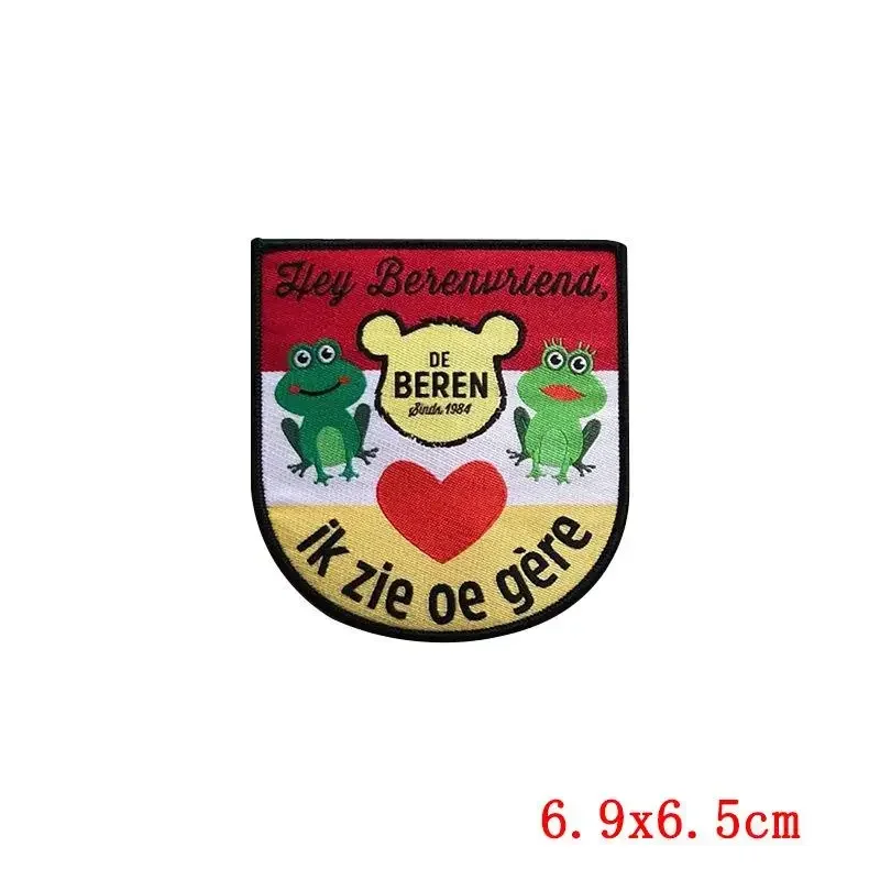 Embroidered Patch Iron On Patches for Clothing Pocket Frog Clothes Stickers Fabric Sewing Thermal Adhesive Applique Fusible